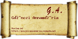 Gönczi Annamária névjegykártya